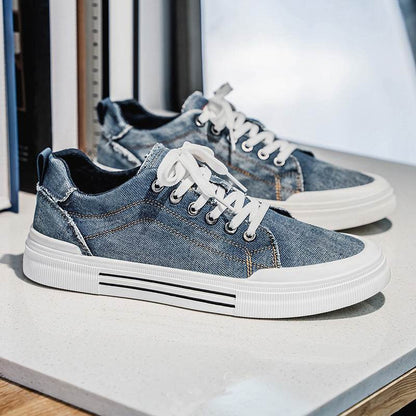 Men's Korean-style Fashion Plus Size Low-top Casual Denim All-matching Sneakers - Tredona LLC