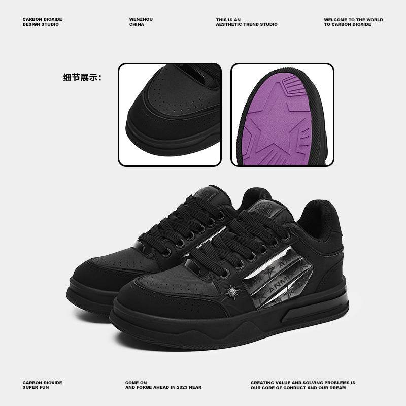 Couple's Black All-match National Fashion Platform Star Pattern Sneakers - Tredona LLC
