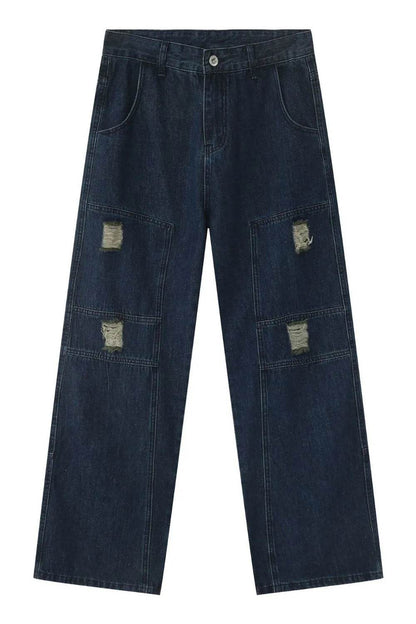 Men's Distressed Jeans with Pockets - Tredona LLC