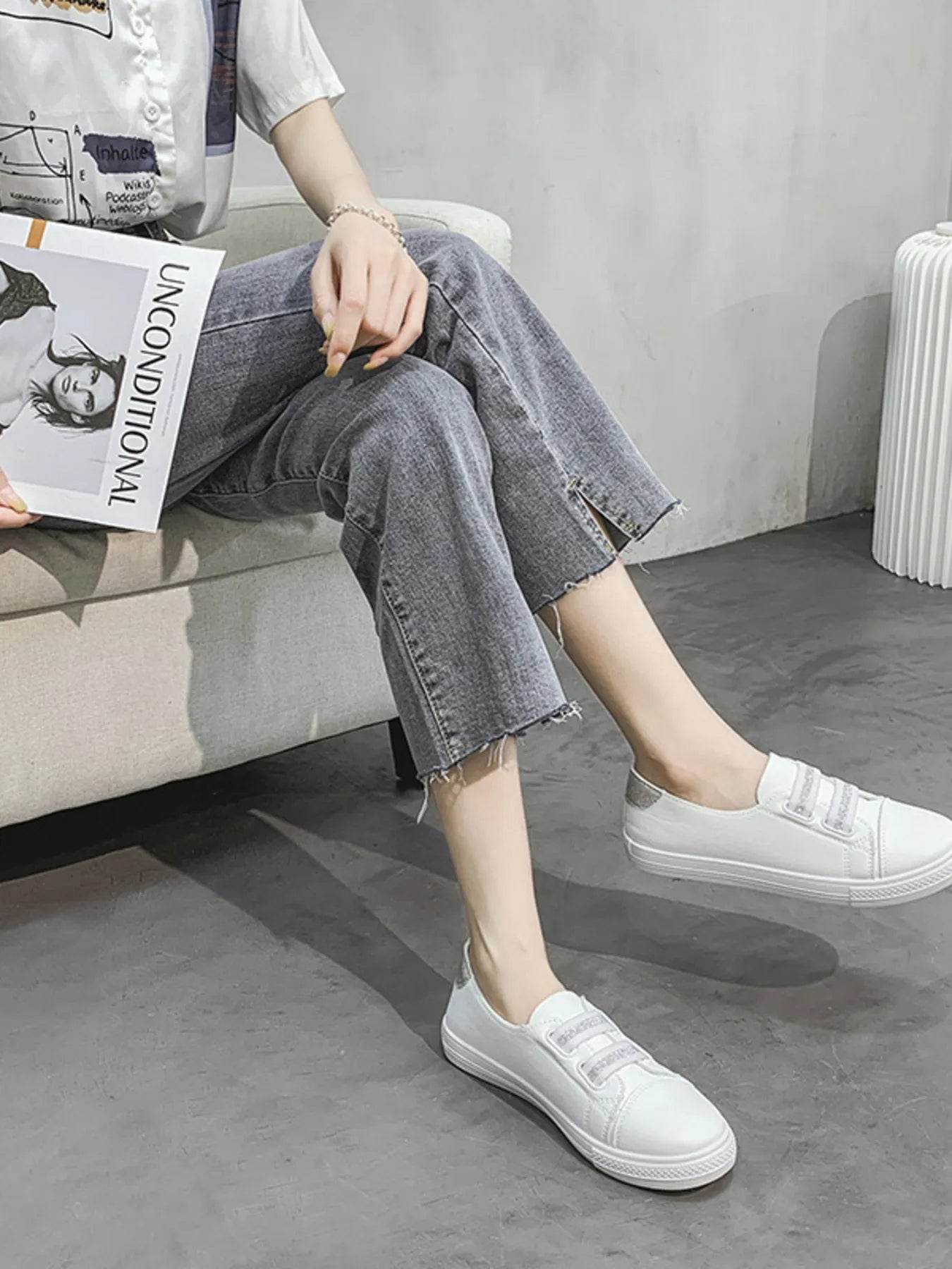 Round Toe Flat Sneakers - Tredona LLC