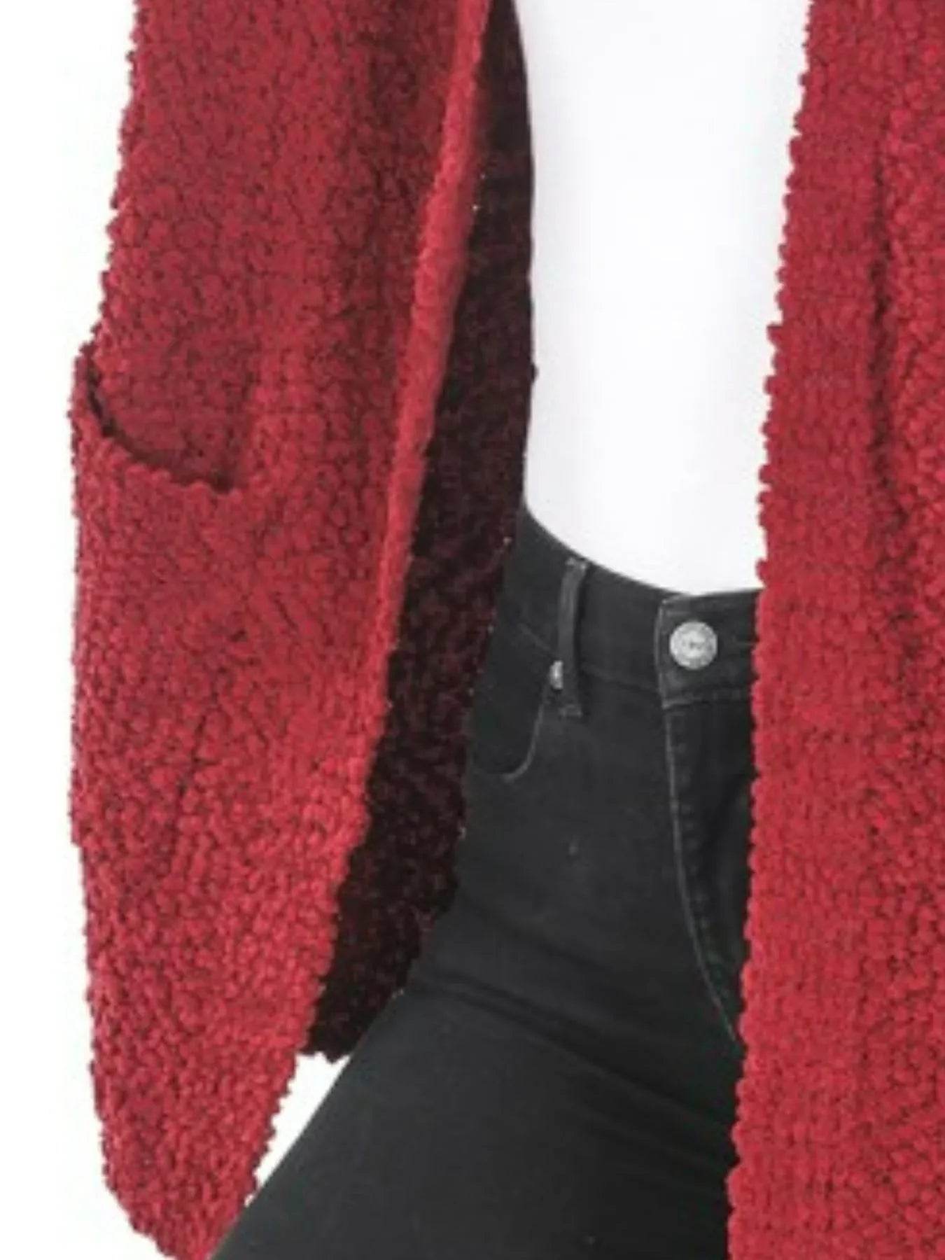 Zenana Long Sleeve Popcorn Sweater Cardigan with Pockets - Tredona LLC