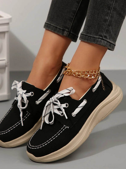 Lace Up Round Toe Sneakers - Tredona LLC