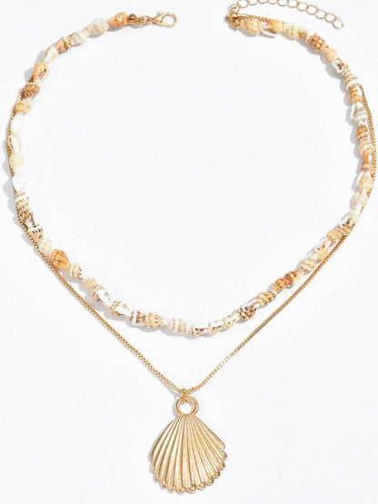18K Gold-Plated Shell Layered Shell Pendant Necklace - Tredona LLC