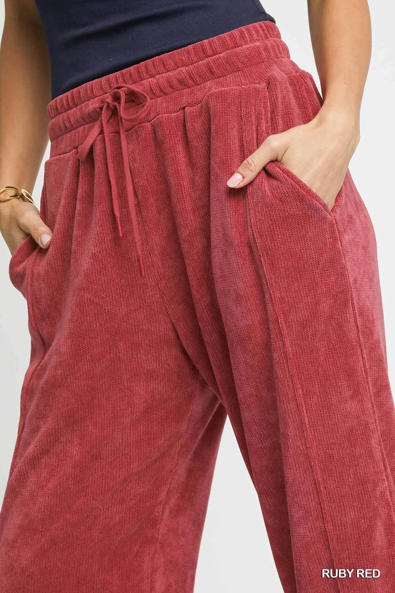 Umgee Drawstring Wide Leg Pants - Tredona LLC