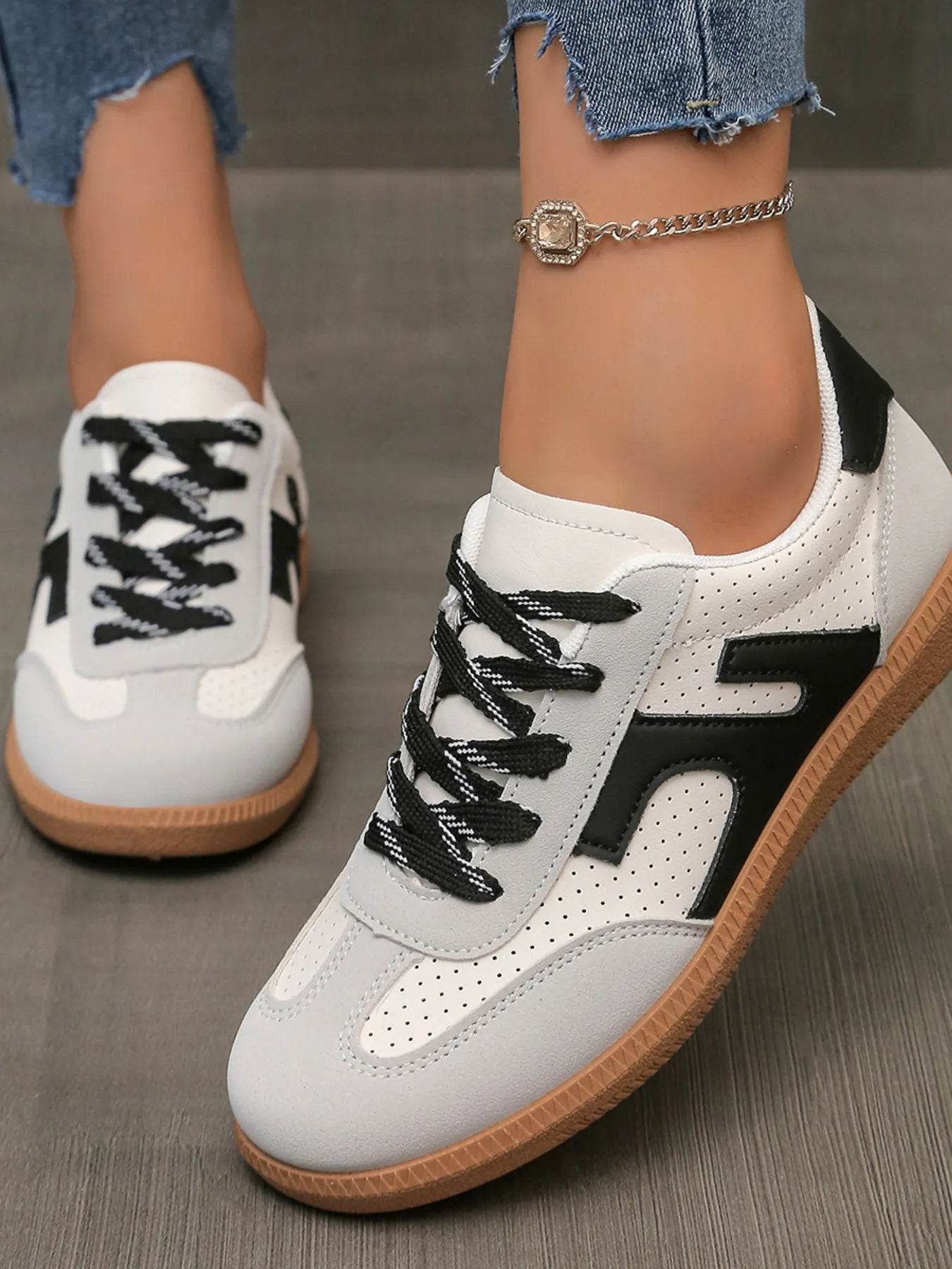Lace Up Round Toe Sneakers - Tredona LLC