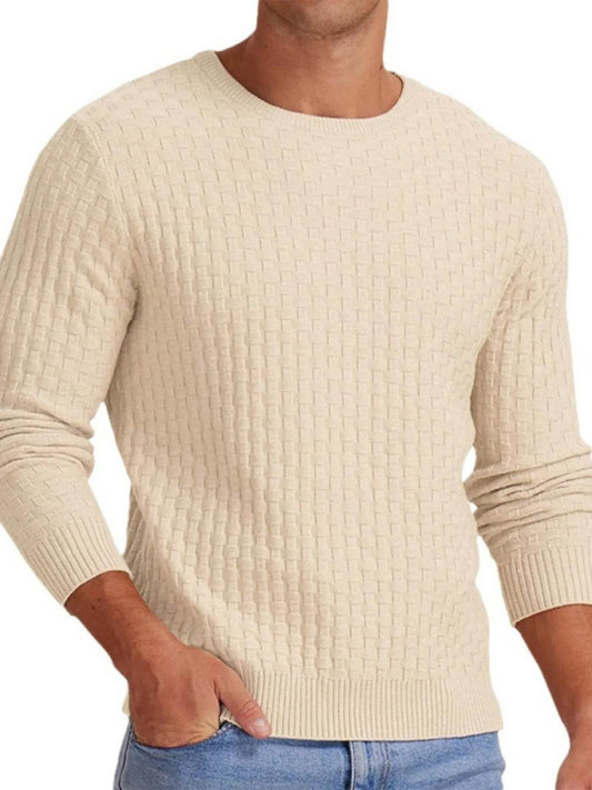 Men's Full Size Ribbed Hem Round Neck Sweater Plus Size - Tredona LLC