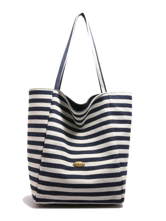 Striped Canvas Tote Bag - Tredona LLC