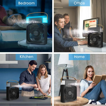 3 In 1 Fan Air Conditioners Portable USB Electric Fan LED Night Light Water Mist Fan Table Air Humidifier For Home Summer Cooler