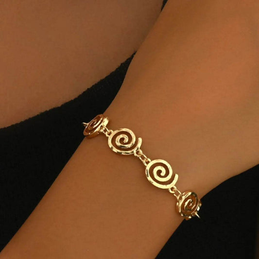 18K Gold-Plated Spiral Neclace and Bracelet Jewelry Set - Tredona LLC