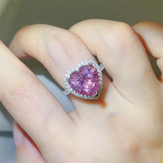 5 Carat Moissanite 925 Sterling Silver Heart Ring - Tredona LLC