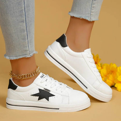 Star Round Toe Lace Up Sneakers - Tredona LLC