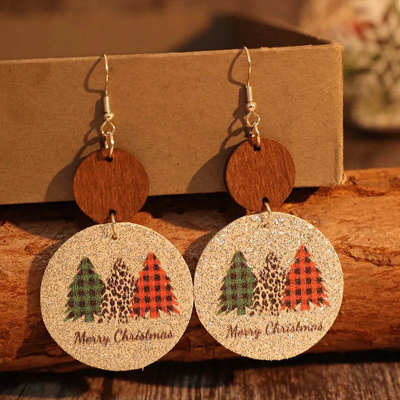 PU Leather Christmas Tree Earrings - Tredona LLC