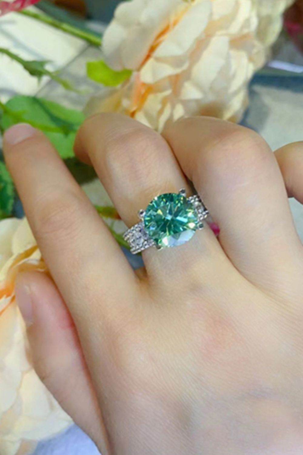 5 Carat Moissanite 4-Prong Wide Band Ring - Tredona LLC