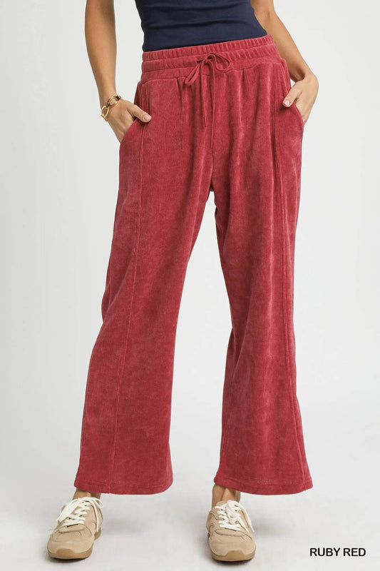 Umgee Drawstring Wide Leg Pants - Tredona LLC