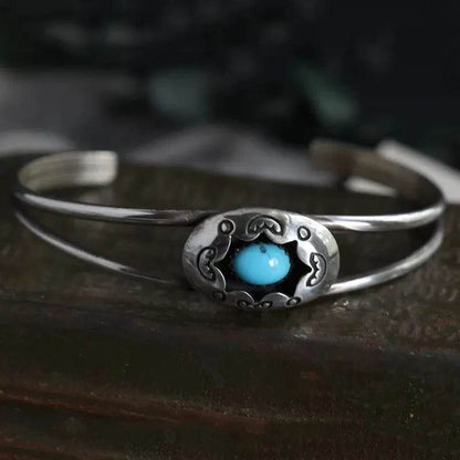 Artificial Turquoise Alloy Open Bracelet - Tredona LLC
