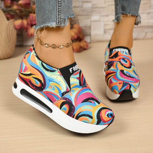 Colorful Abstract Pattern Platform Sneakers - Tredona LLC
