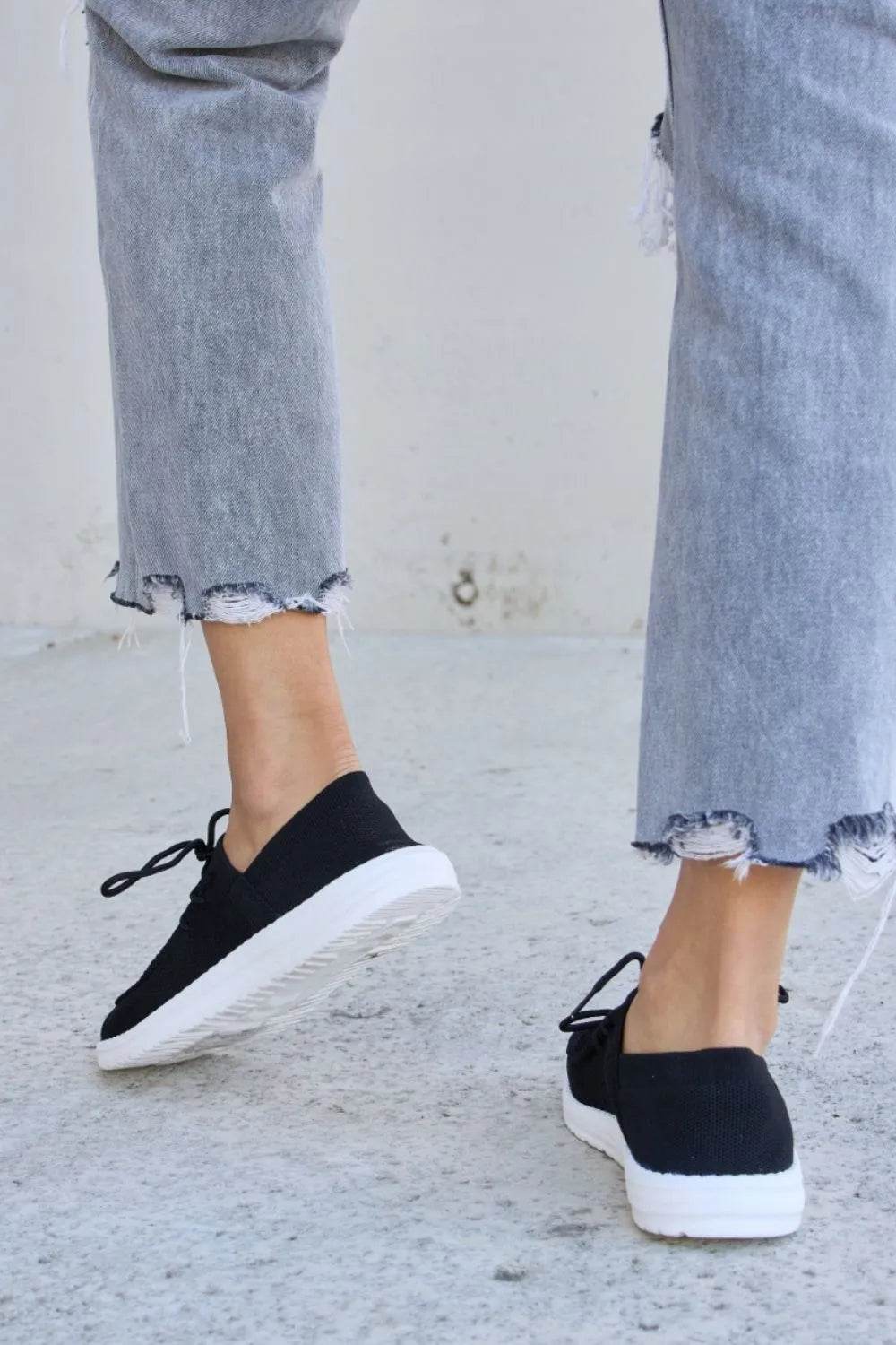 Forever Link Flat Round Toe Lace-Up Sneakers - Tredona LLC