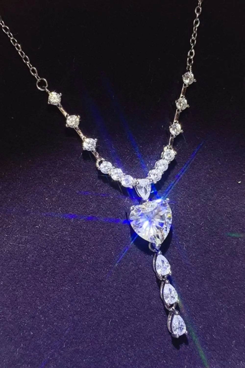 3 Carat Moissanite 925 Sterling Silver Drop Necklace - Tredona LLC