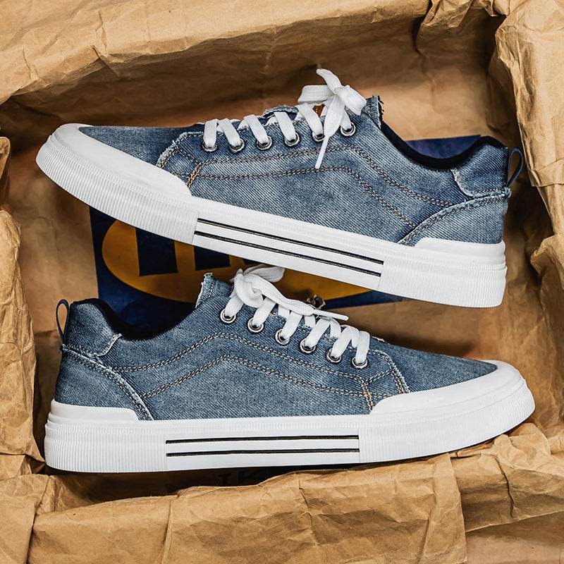 Men's Korean-style Fashion Plus Size Low-top Casual Denim All-matching Sneakers - Tredona LLC