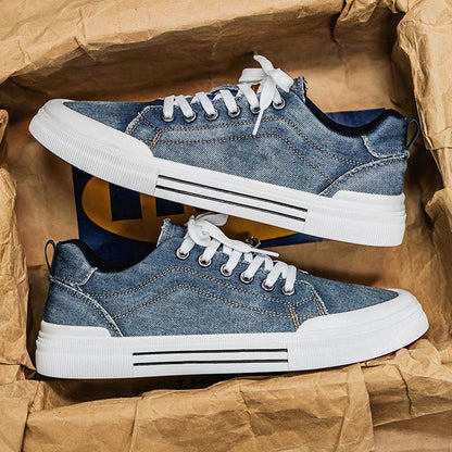 Men's Korean-style Fashion Plus Size Low-top Casual Denim All-matching Sneakers - Tredona LLC