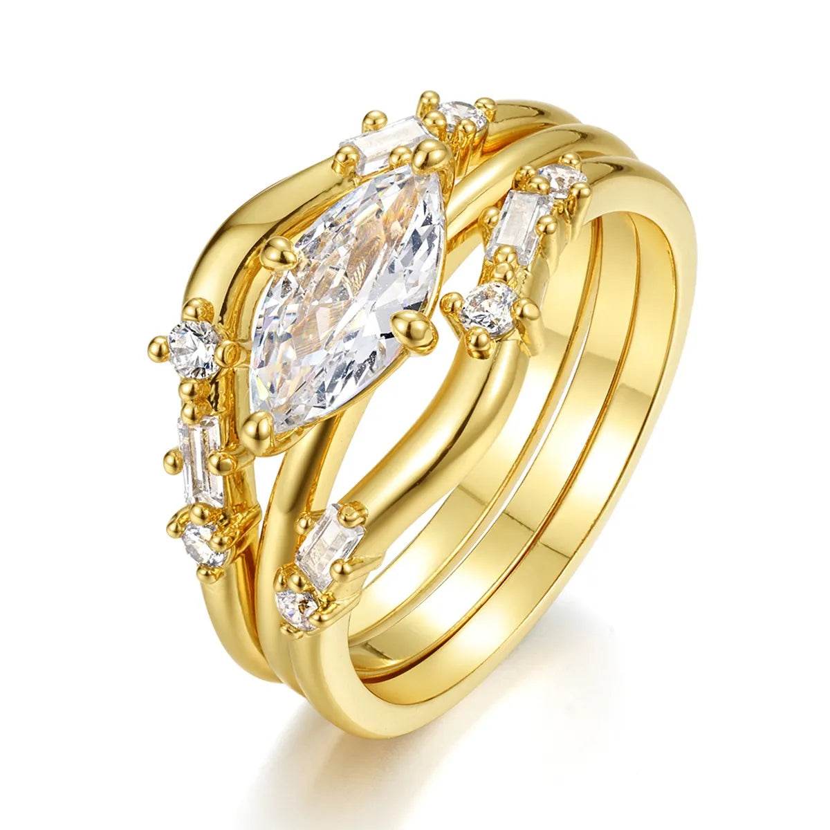 1 Carat Moissanite 925 Sterling Silver 3pcs Ring Set - Tredona LLC