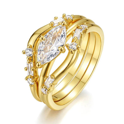 1 Carat Moissanite 925 Sterling Silver 3pcs Ring Set - Tredona LLC
