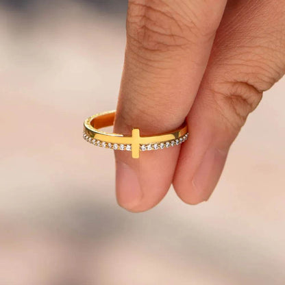 Zircon 925 Sterling Silver Cross Ring - Tredona LLC