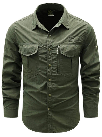 Men's Plus Size Button Up Long Sleeve Shirt - Tredona LLC