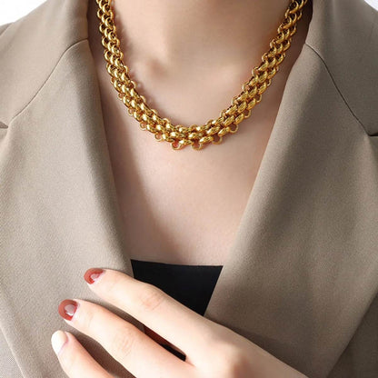 Gold Chain Link Jewelry Set with Necklace and Bracelet - Tredona LLC