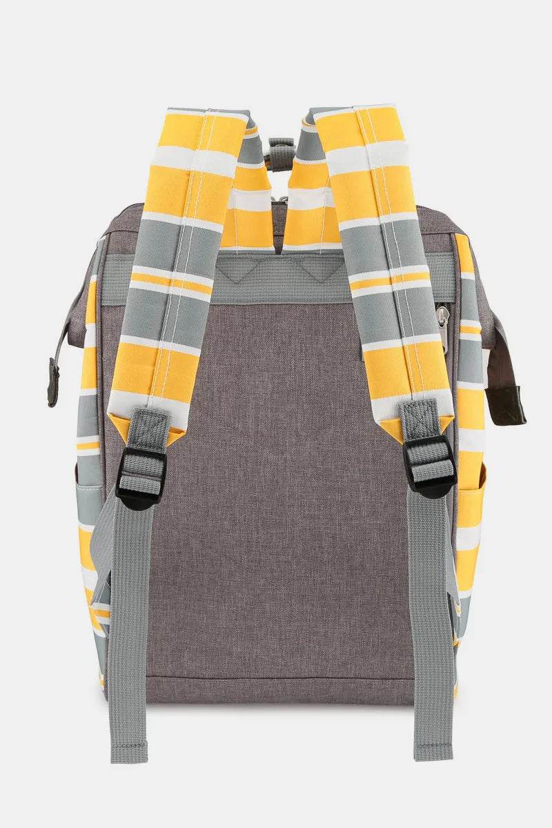 Himawari Striped Waterproof Nylon Backpack Bag with Side Pockets - Tredona LLC