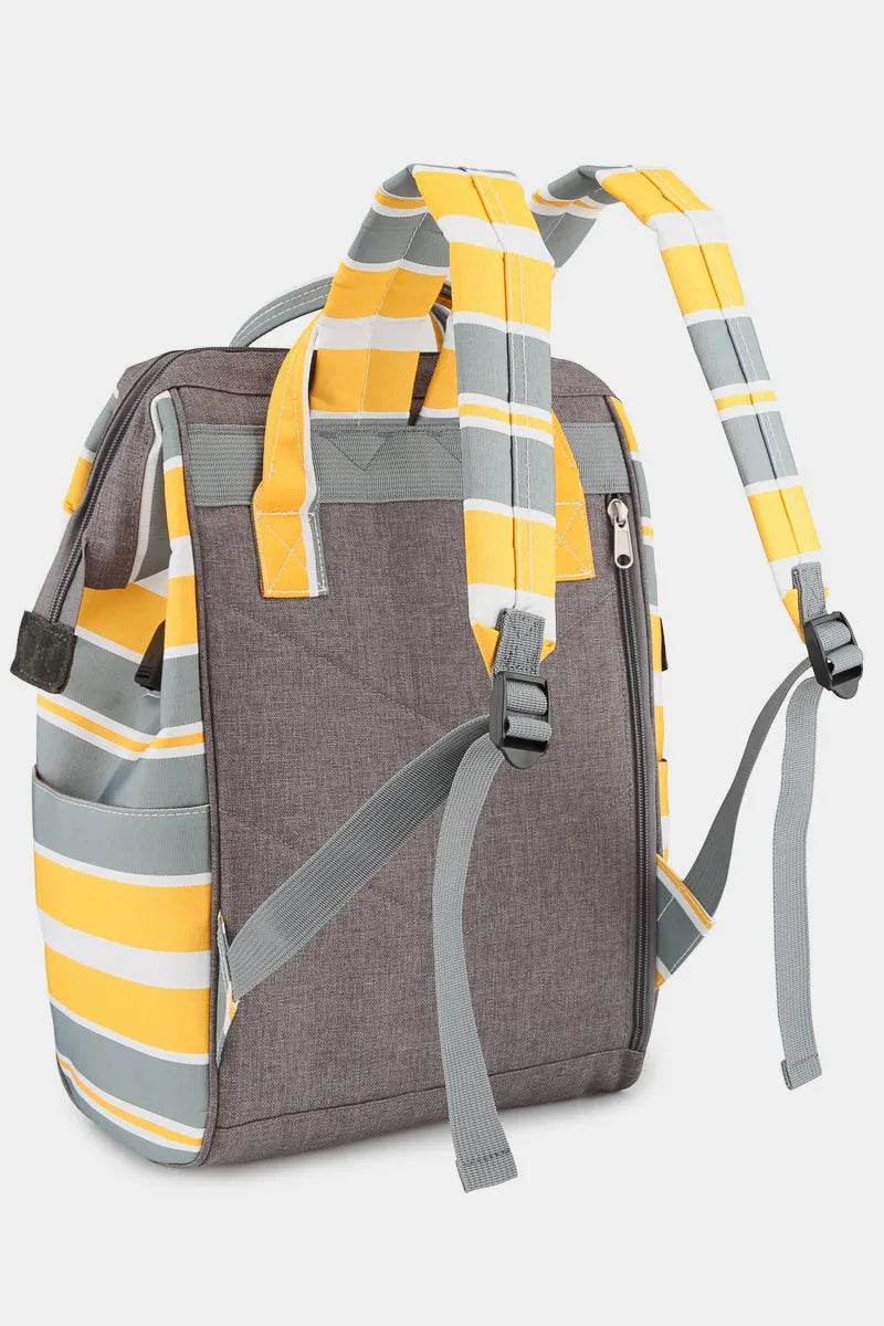 Himawari Striped Waterproof Nylon Backpack Bag with Side Pockets - Tredona LLC