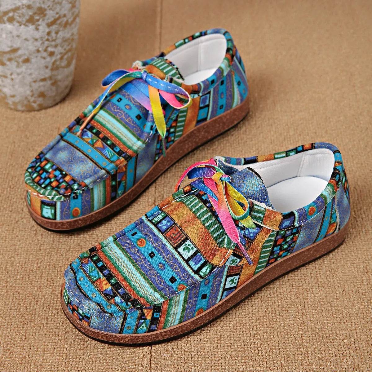 Printed Round Toe Sneakers - Tredona LLC