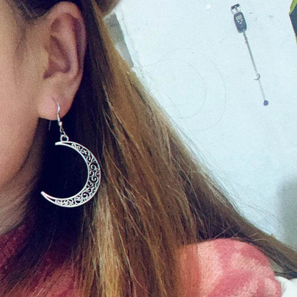 Alloy Cutout Moon Earrings - Tredona LLC