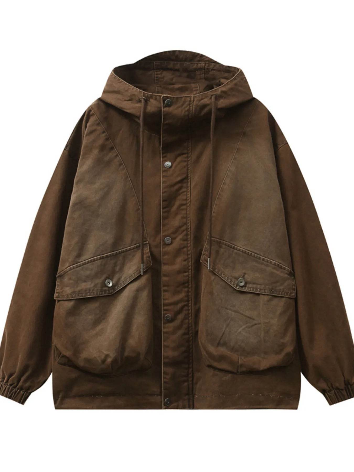 Men's Plus Size Drawstring Long Sleeve Jacket - Tredona LLC