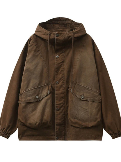 Men's Plus Size Drawstring Long Sleeve Jacket - Tredona LLC