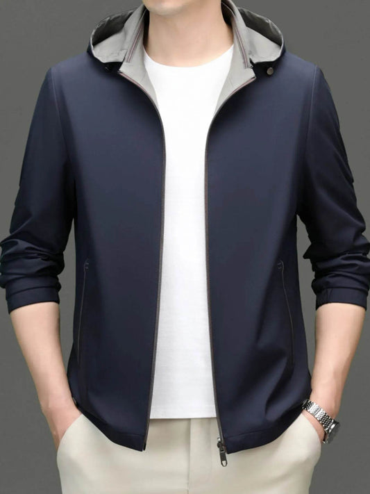 Men's Plus Size Zip Up Long Sleeve Hooded Jacket - Tredona LLC
