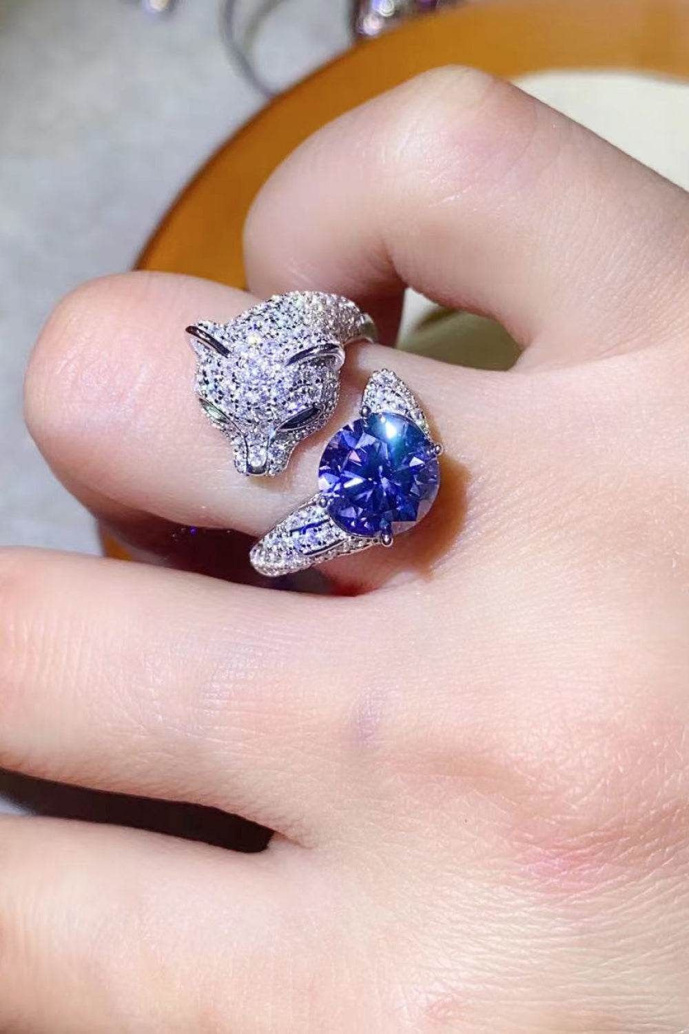 2 Carat Moissanite Adjustable Animal Bypass Ring - Tredona LLC