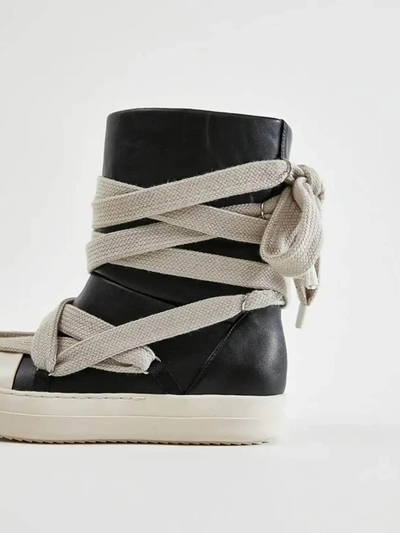Lace-Up Round Neck Sneaker Boots - Tredona LLC