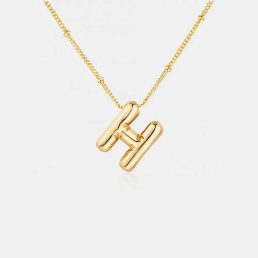 Gold-Plated Bubble Initial Necklace - Tredona LLC