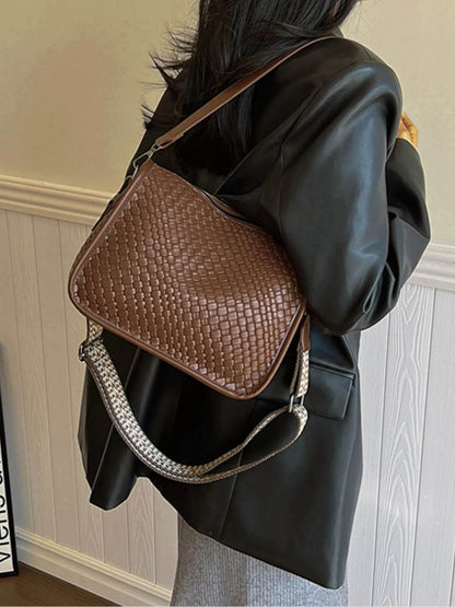 Textured Leather Shoulder Bag - Tredona LLC