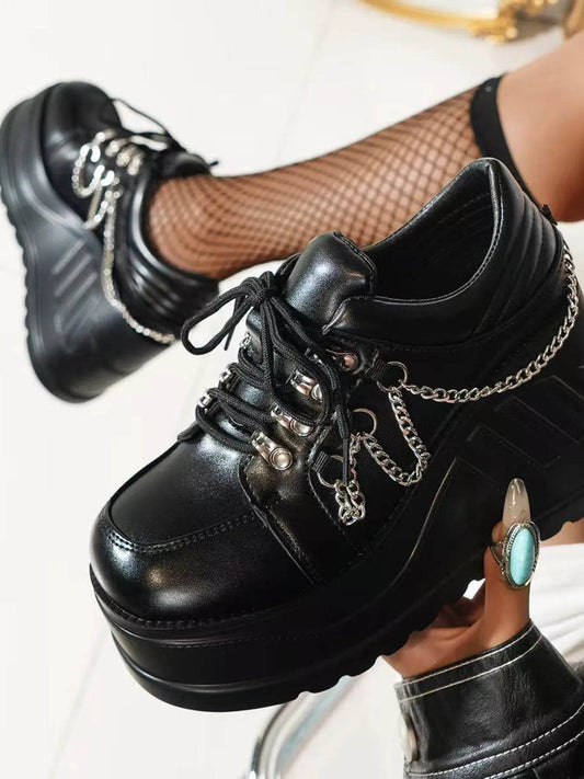 Lace Up Platform Wedge Sneakers - Tredona LLC