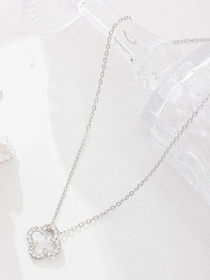 Inlaid Zircon Clover Pendant Necklace - Tredona LLC