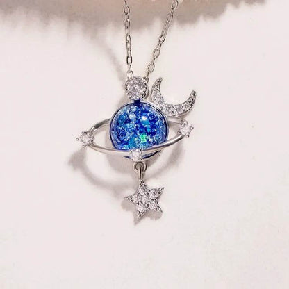 Starry Sky Inlaid Zircon Moon Star Necklace - Tredona LLC