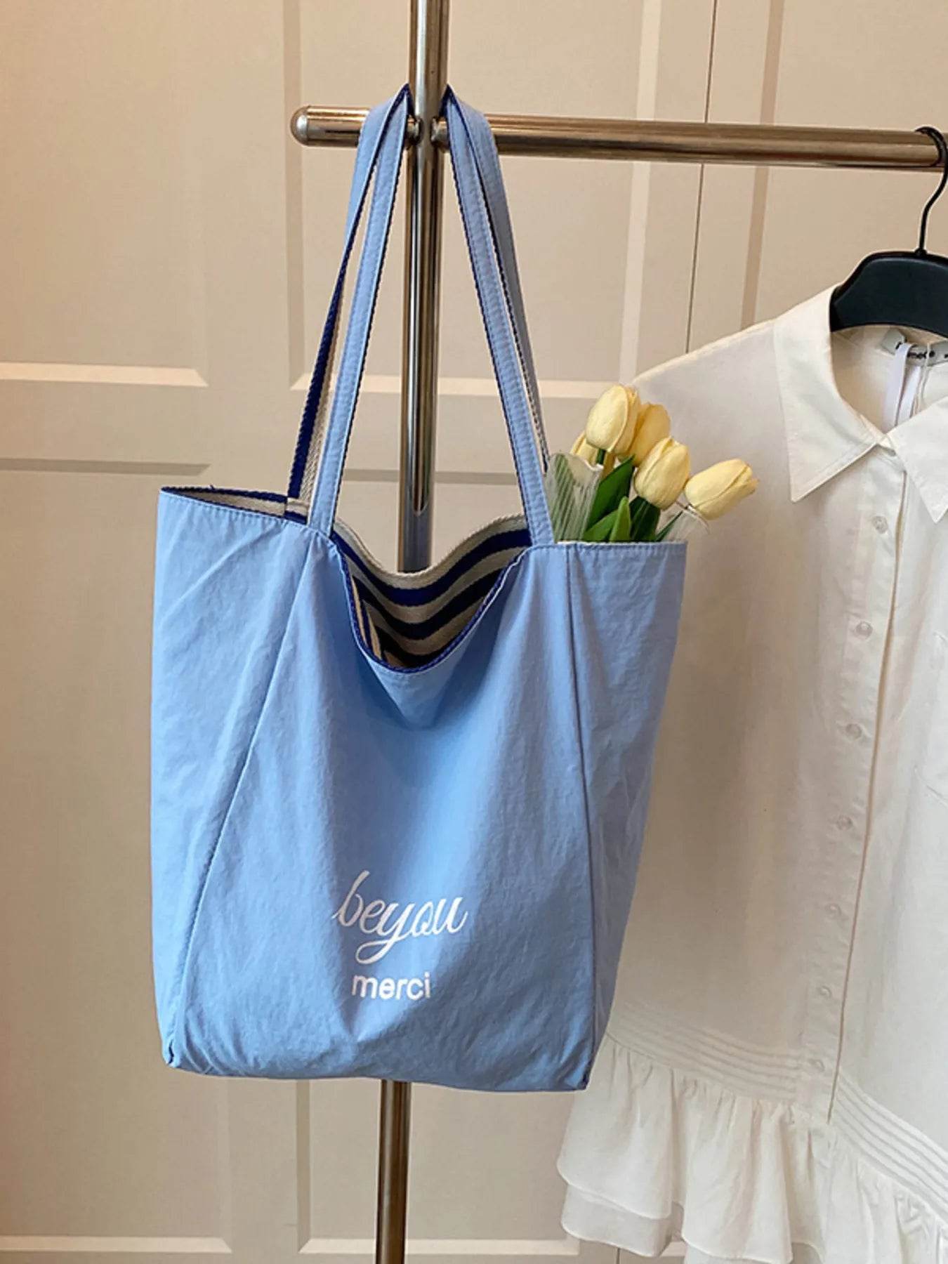 Striped Canvas Tote Bag - Tredona LLC