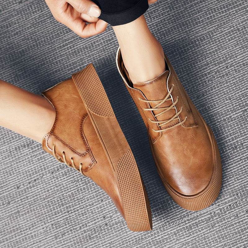 Lace-up Platform Korean Casual Shoes Retro Men's Shoes Board Shoes - Tredona LLC