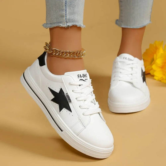 Star Round Toe Lace Up Sneakers - Tredona LLC