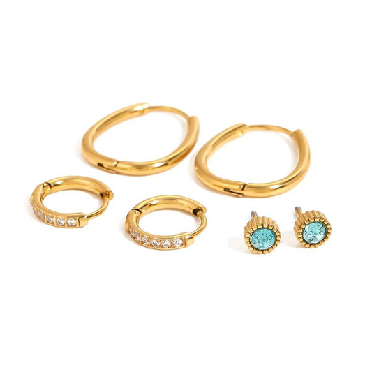 3-Piece 18K Gold-Plated Earrings - Tredona LLC