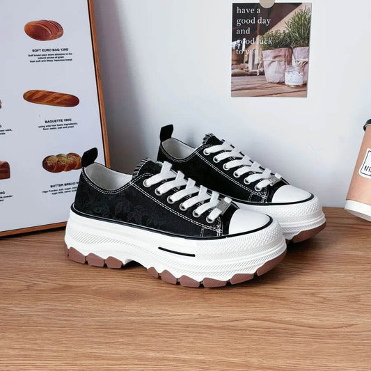 Lace-Up Canvas Platform Sneakers - Tredona LLC