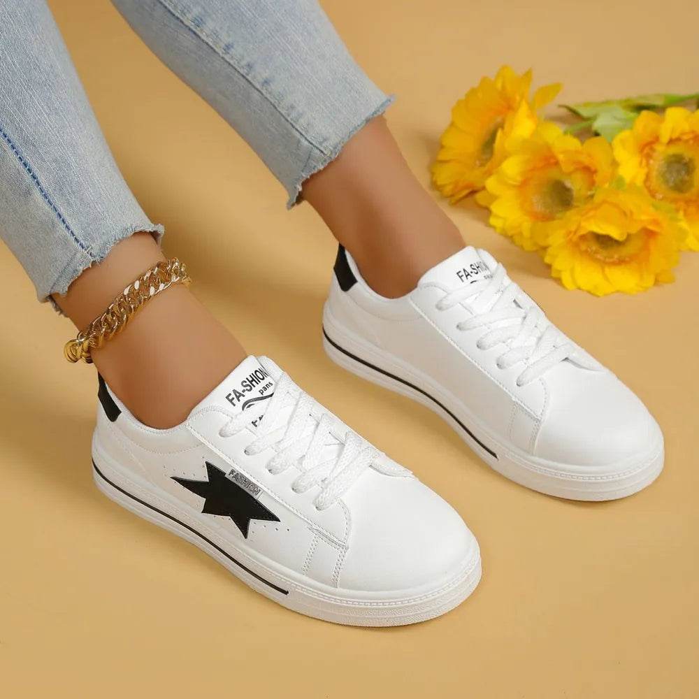 Star Round Toe Lace Up Sneakers - Tredona LLC