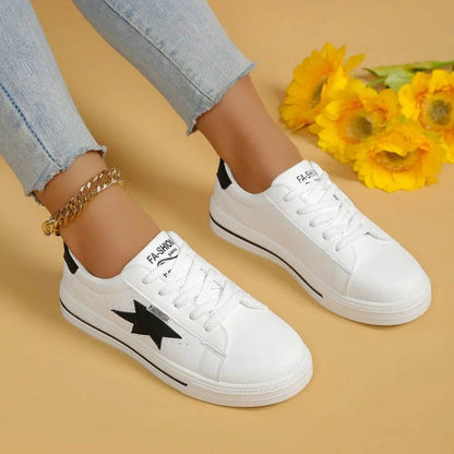 Star Round Toe Lace Up Sneakers - Tredona LLC